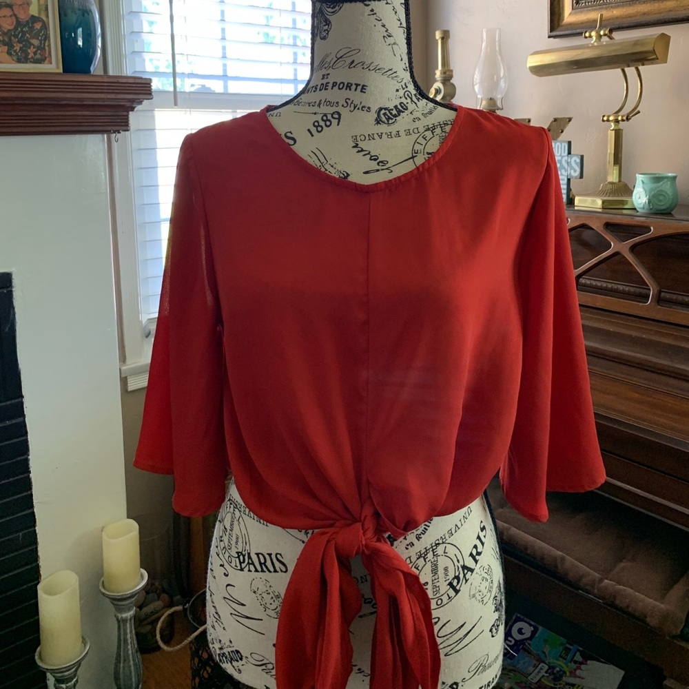 Red blouse with knot tie size S